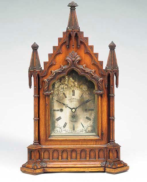 A Victorian large oak quarter-striking table clock, circa 1880
