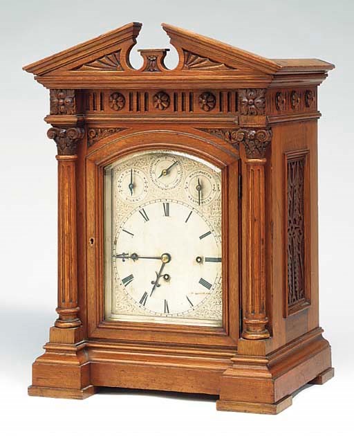 A Victorian oak large quarter-chiming table clock, circa 1890