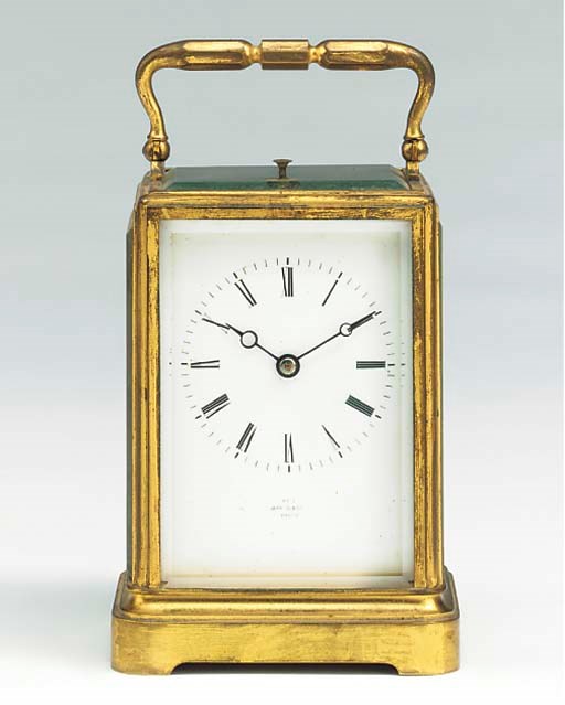 A French gilt-brass striking and repeating carriage clock, circa 1840