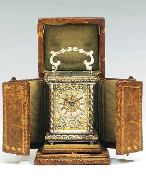 A French small silvered brass striking and repeating carriage clock, circa 1885