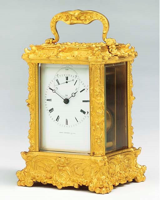 A French gilt-brass striking carriage clock with seconds ring, circa 1860