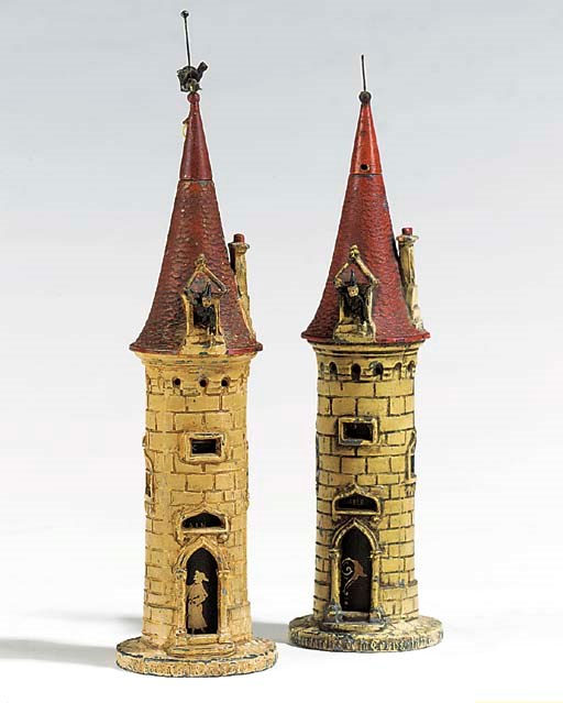 A pair of French polychrome painted novelty barometers, first half 20th century