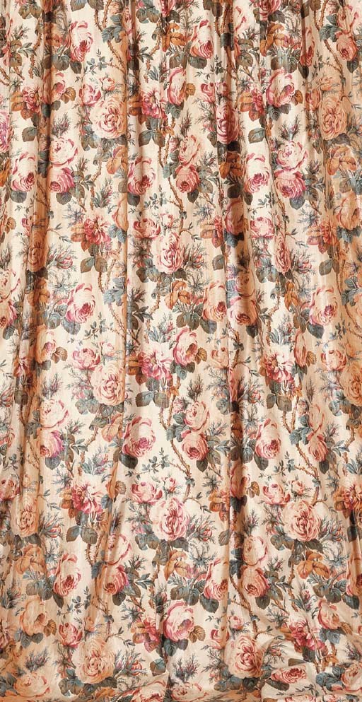 PAIR OF GLAZED CHINTZ CURTAINS