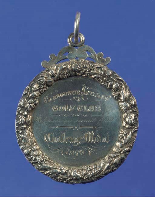 A WHITE-METAL GOLF MEDAL