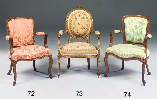A FRENCH WALNUT FAUTEUIL