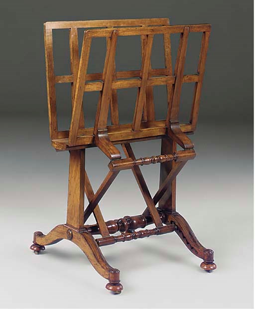 A WILLIAM IV WALNUT FOLIO STAND