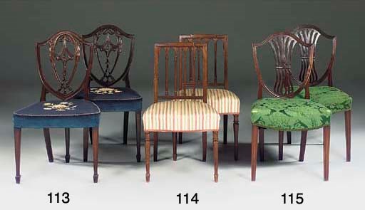 A PAIR OF MAHOGANY DINING CHAIRS