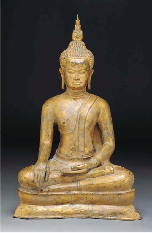 A Thai gilt bronze model of a Buddha, 20th Century