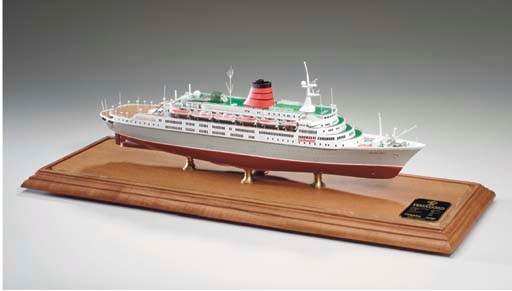 A fine scale model of the S.S. Vista Fjord for the Cunard Line