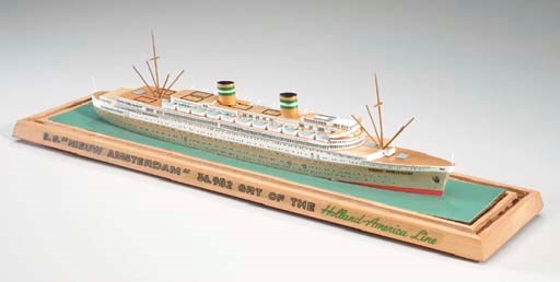 A waterline display model of the S.S. Nieuw Amsterdam for the Holland-America Line