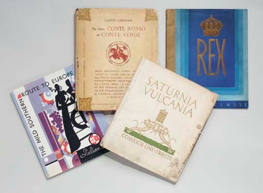 Italian Line; a pair of books and a pair of brochures