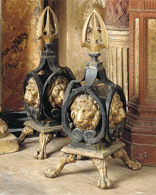 A PAIR OF CAST AND WROUGHT IRON PIER FINIALS