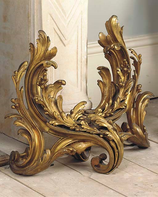 A PAIR OF GILT BRONZE CHENETS