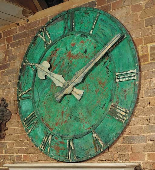 A COPPER AND BRONZE TURRET CLOCK DIAL