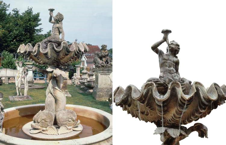 A LARGE ARTIFICIAL STONE FOUNTAIN