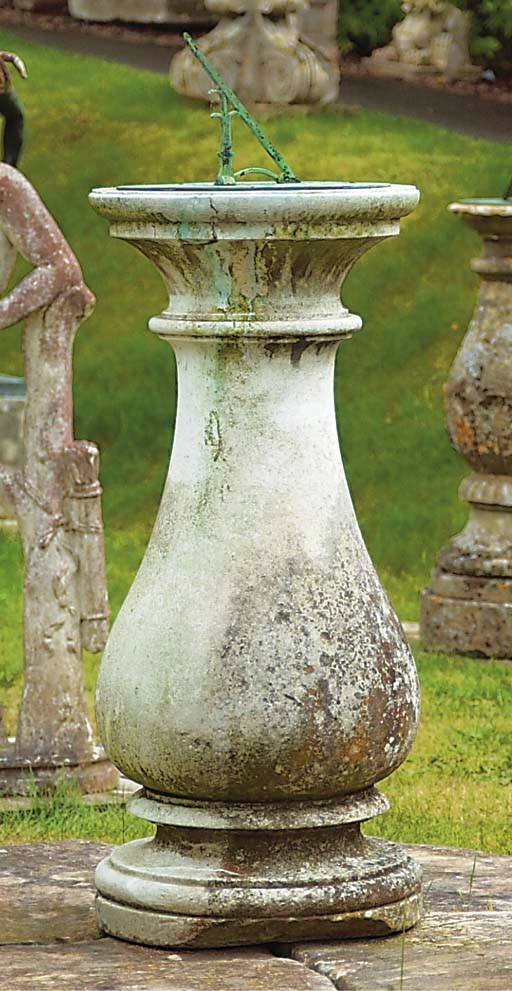 AN ENGLISH PORTLAND STONE BALUSTER SUNDIAL PEDESTAL