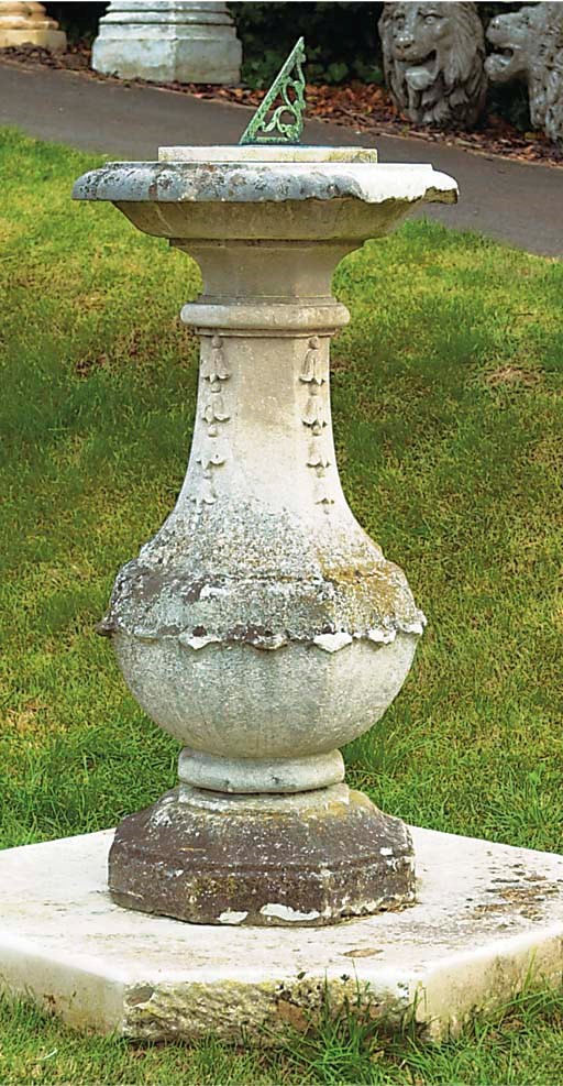 AN ENGLISH PORTLAND STONE SUNDIAL PEDESTAL