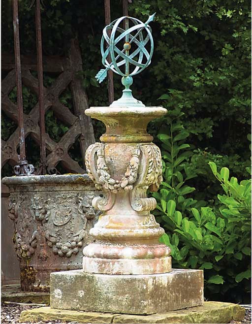 A COMPOSITE STONE SUNDIAL PEDESTAL