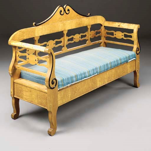 A BIEDERMEIER SATIN BIRCH SOFA