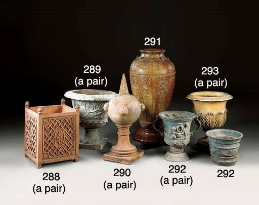 A pair of terracotta planters