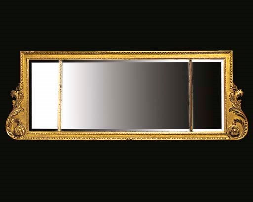 A GEORGE II GILTWOOD OVERMANTEL MIRROR