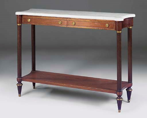 A FRENCH ORMOLU MOUNTED MAHOGANY CONSOLE DESSERTE