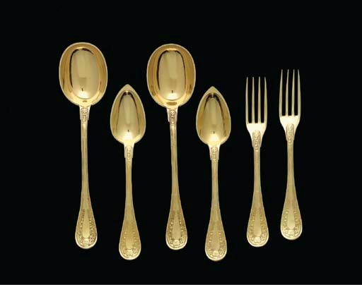 A FRENCH SILVER-GILT DESSERT SERVICE