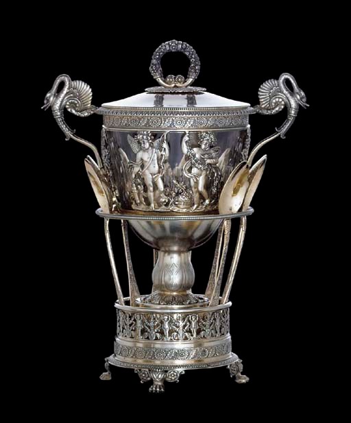 A FRENCH SILVER-GILT COVERED SUGAR BOWL
