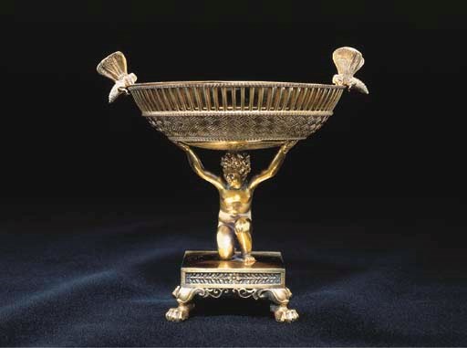 A FRENCH EMPIRE SILVER-GILT SWEETMEAT DISH