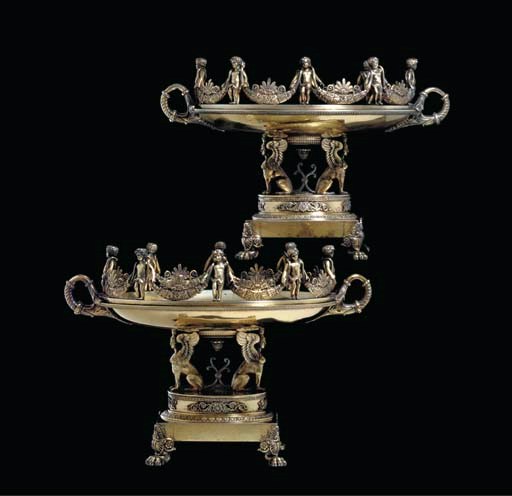 A PAIR OF FRENCH SILVER-GILT DESSERT STANDS