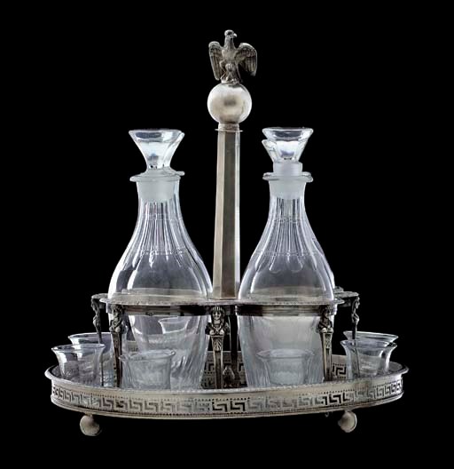 A FRENCH SILVER DECANTER STAND