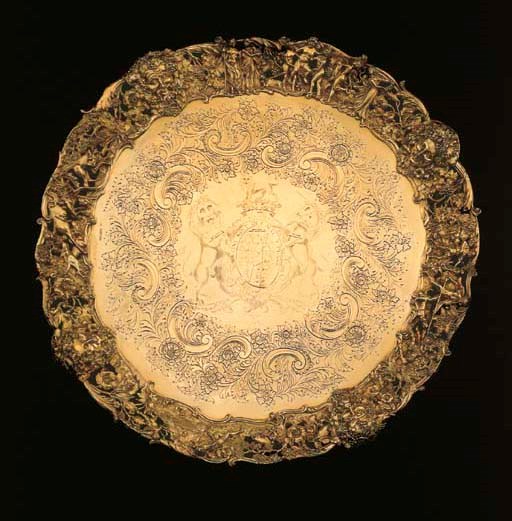 A GEORGE IV SILVER-GILT SALVER