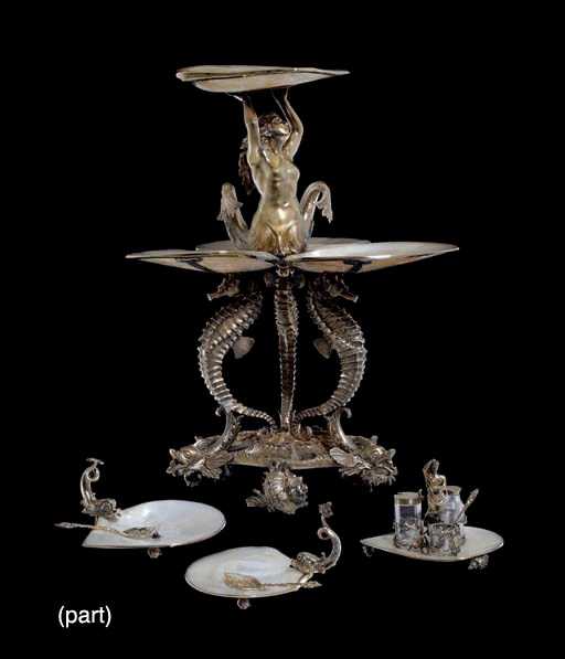 A VICTORIAN PARCEL-GILT SILVER DESSERT SERVICE**