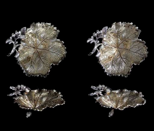FOUR GEORGE IV SILVER-GILT SWEETMEAT DISHES