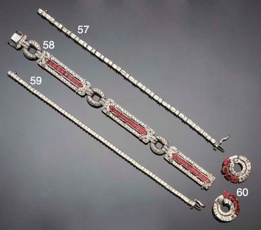 A ruby and diamond bracelet