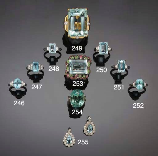 A pair of aquamarine and diamond earpendants