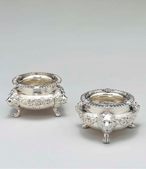 A SET OF FOUR GEORGE II STYLE SILVER SALT CELLARS,