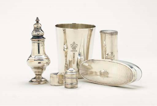 A GROUP OF SILVER TABLE OBJECTS,