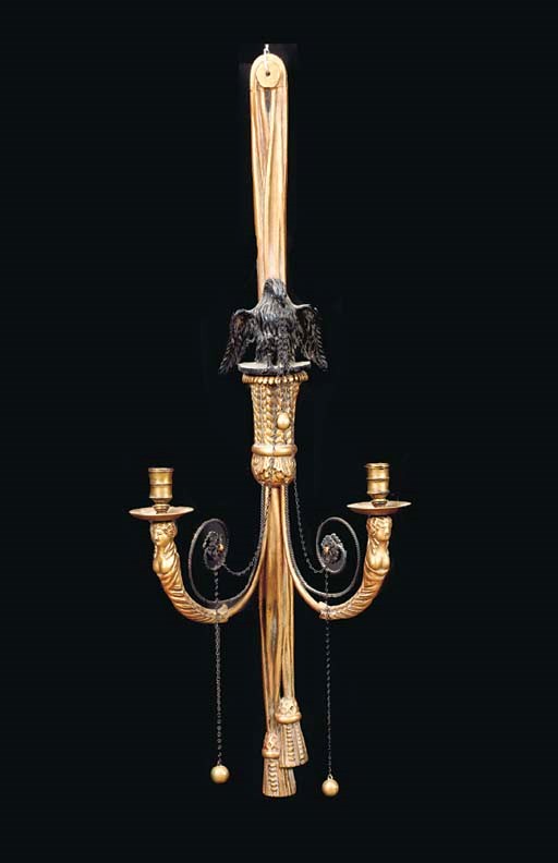 A CONTINENTAL TWO BRANCH GILTWOOD SCONCE