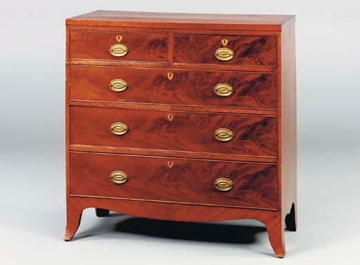 A VICTORIAN MAHOGANY CHEST OF DRAWERS,