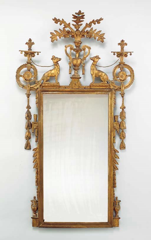 AN ITALIAN GILTWOOD MIRROR,