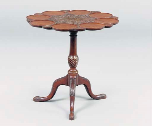 A GEORGE III STYLE MAHOGANY TILT TOP SUPPER TABLE,
