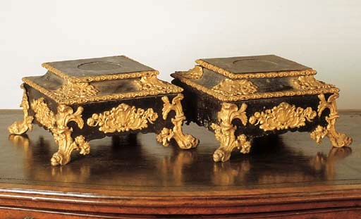 A PAIR OF WILLIAM IV ORMOLU-MOUNTED PEDESTALS