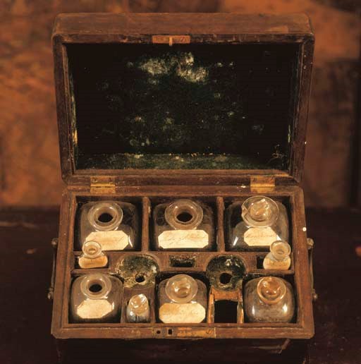 A GEORGE III MAHOGANY MEDICINE BOX