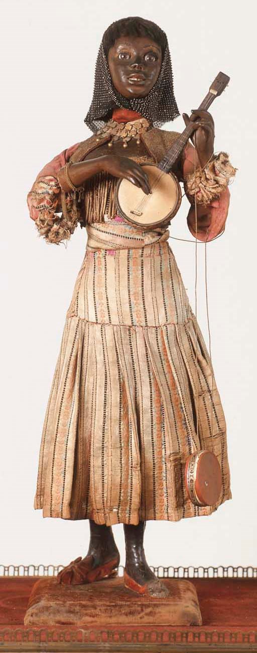 A FRENCH GUSTAVE VICHY BLACK FEMALE MUSICIAN AUTOMATON