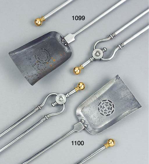 A SET OF THREE STEEL FIRE IRONS