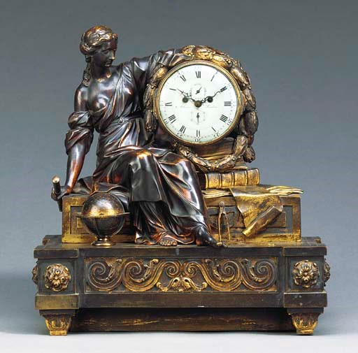 A LATE LOUIS XV BRONZE AND ORMOLU STRIKING MANTEL CLOCK