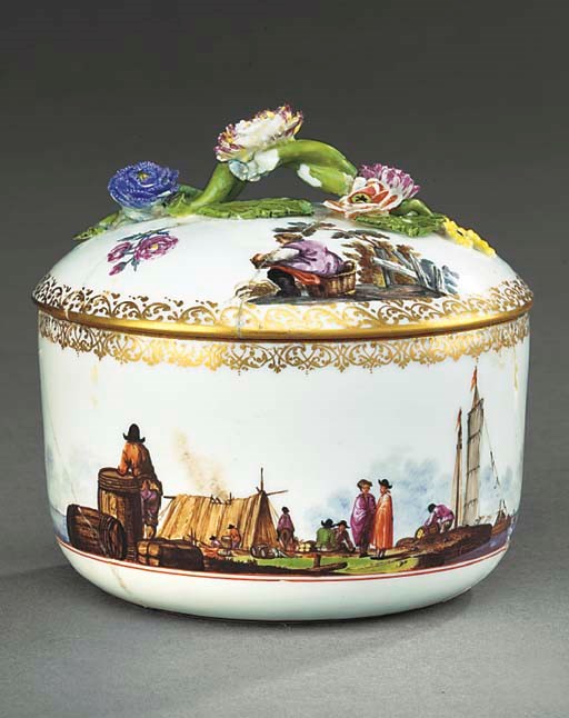 A MEISSEN SUGAR-BOWL AND A COVER