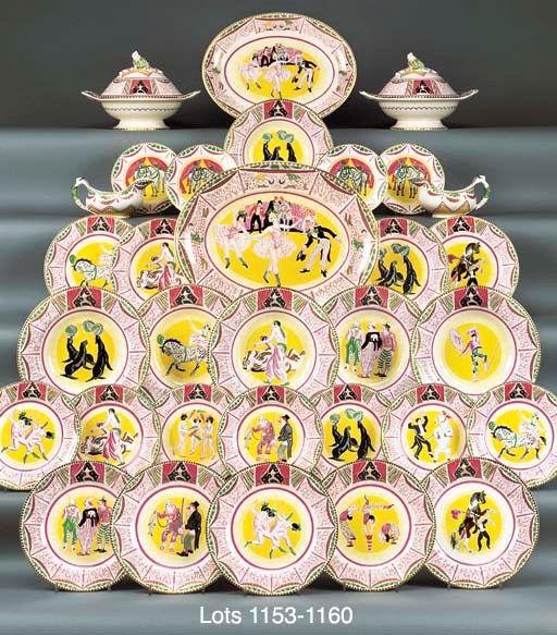 SIX CIRCUS DESSERT PLATES