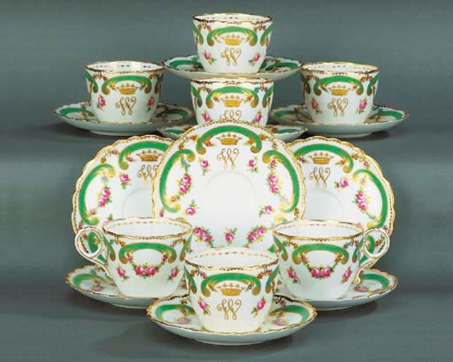 A COPELAND'S PORCELAIN PART MONOGRAMMED COFFEE-SERVICE
